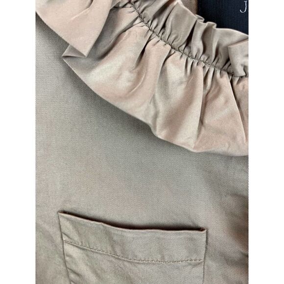 J.CREW beige chino ruffles stretch cotton pockets jacket blazer size 00 NWOT - Picture 3 of 13